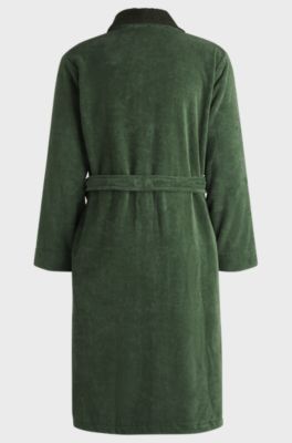 Cotton velvet dressing gown with Double B monogram, Green