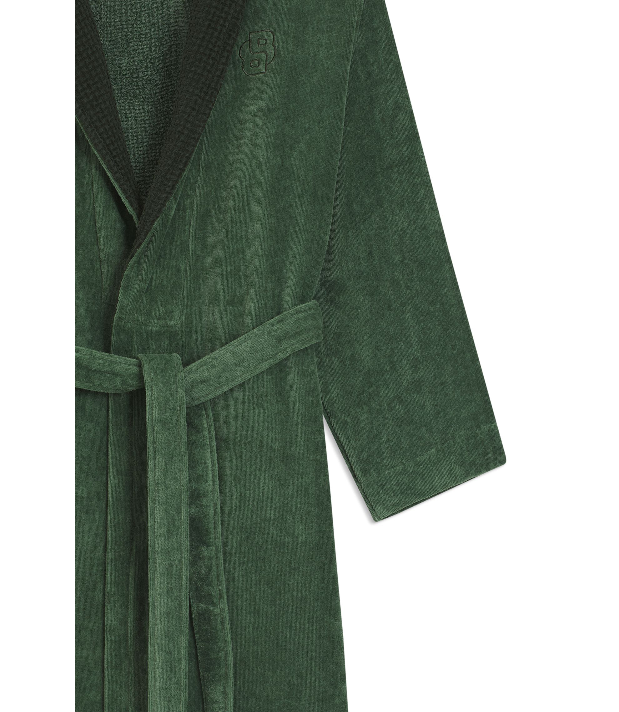 BOSS - Cotton velvet dressing gown with Double B monogram - Green