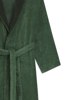 Boss Cotton velvet dressing gown with Double B monogram morgonrockar herr – bild 3