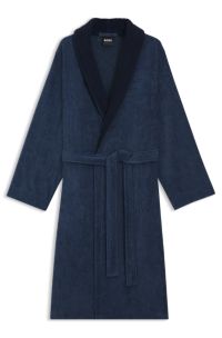 Ochtendjas van katoenen fluweel met Double B-monogram, Donkerblauw