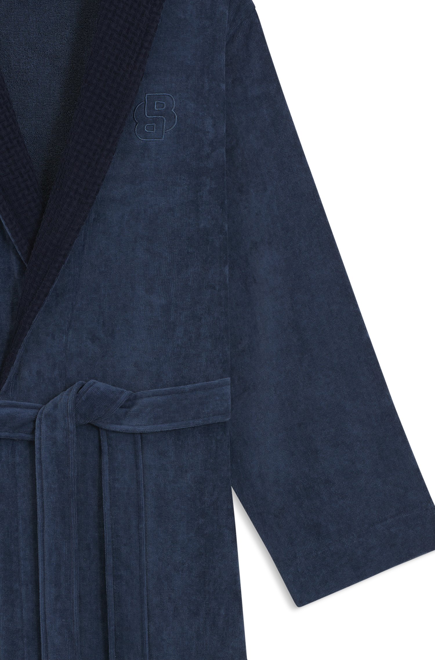 Boss Cotton velvet dressing gown with Double B monogram morgonrockar herr – bild 2