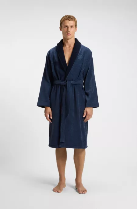 Cotton velvet dressing gown with Double B monogram
