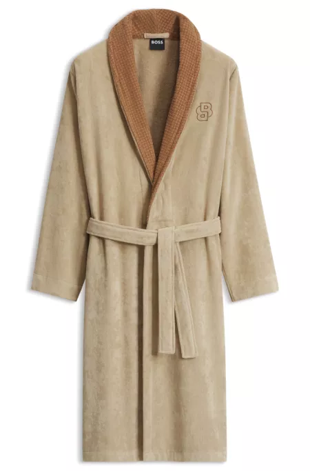 Cotton velvet dressing gown with Double B monogram
