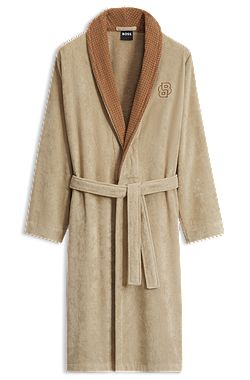 Cotton velvet dressing gown with Double B monogram