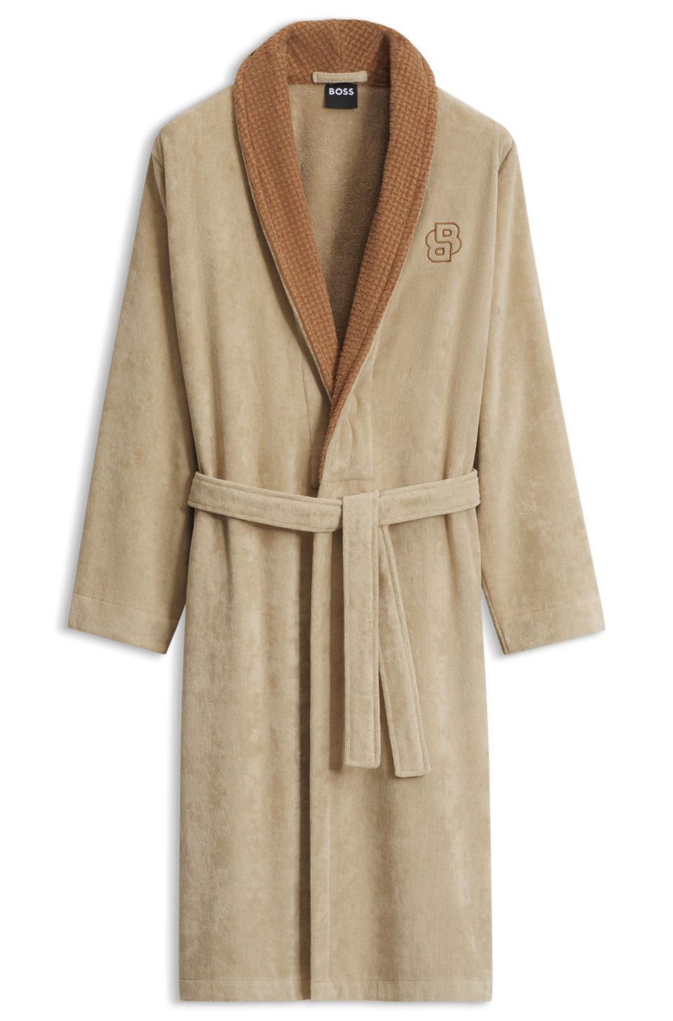 Cotton velvet dressing gown with Double B monogram
