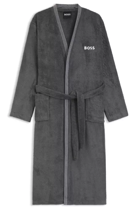 Cotton dressing gown with embroidered logo