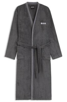 Cotton dressing gown with embroidered logo 1