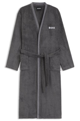 Cotton dressing gown with embroidered logo