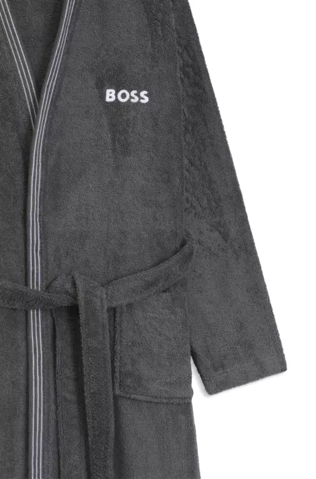Cotton dressing gown with embroidered logo