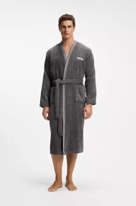 Cotton dressing gown with embroidered logo