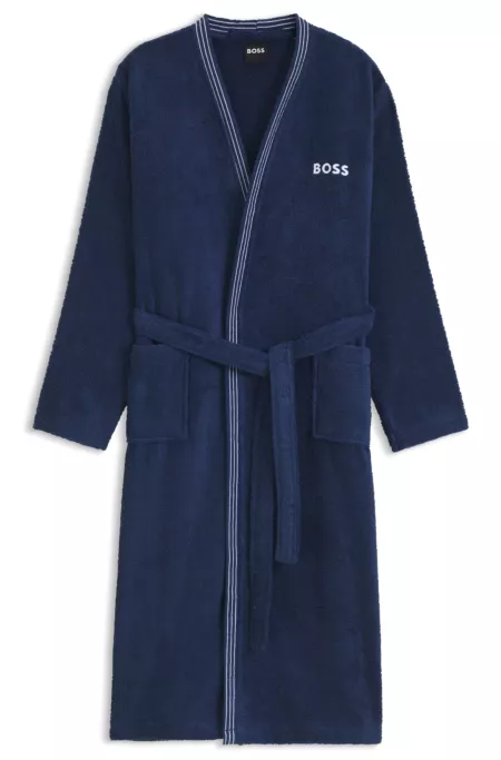 Cotton dressing gown with embroidered logo
