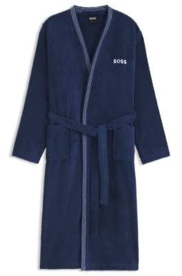 Cotton dressing gown with embroidered logo 1