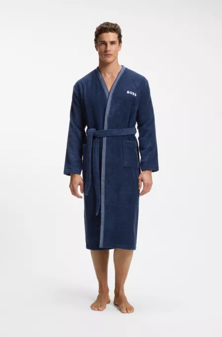 Cotton dressing gown with embroidered logo