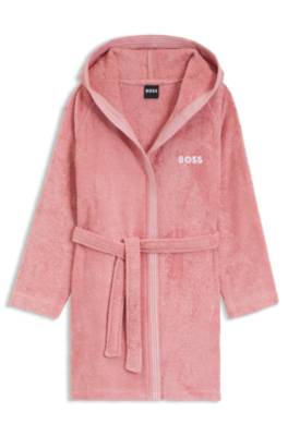 Cotton dressing gown with embroidered logo 1