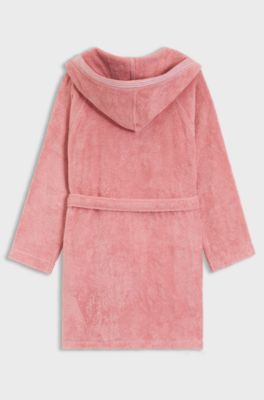 Cotton dressing gown with embroidered logo, Pink