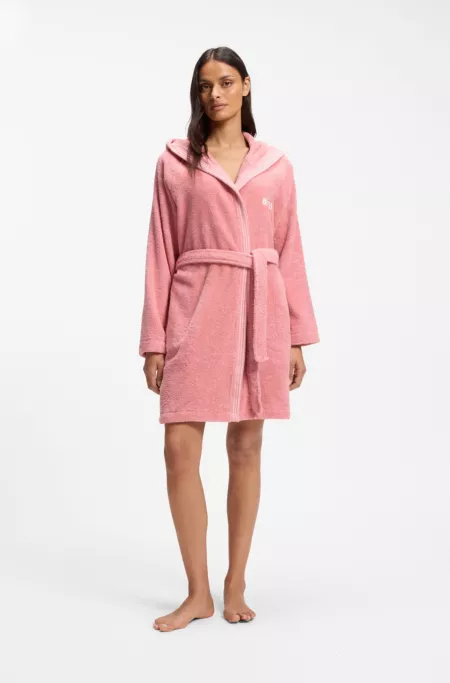 Cotton dressing gown with embroidered logo