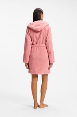 Cotton dressing gown with embroidered logo, Pink