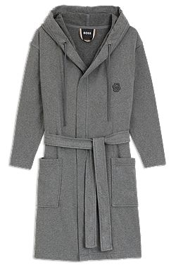 Hooded bathrobe in cotton jersey with Double B monogram