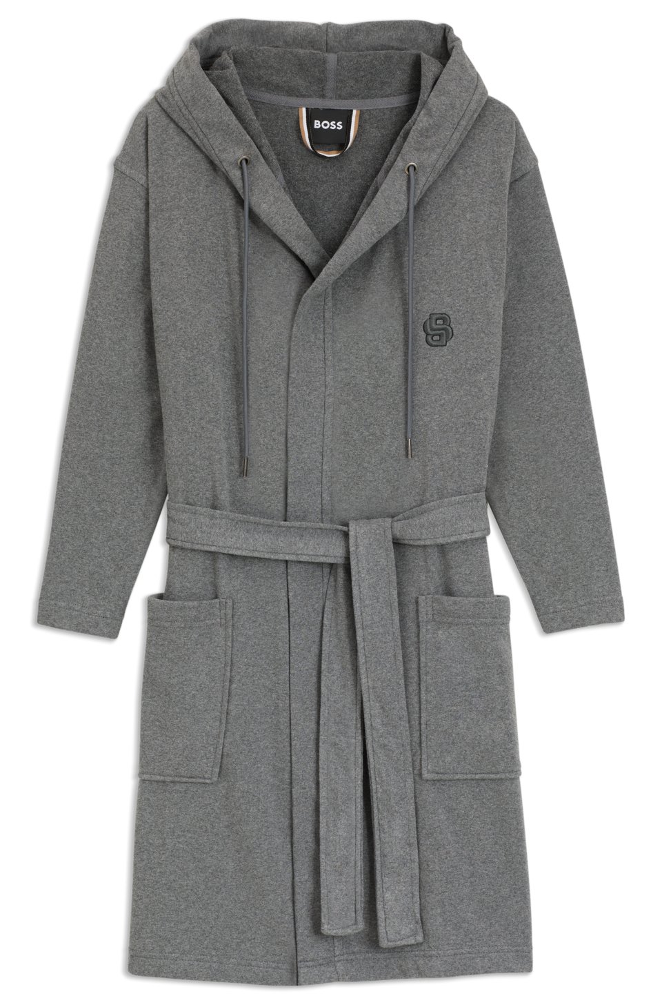 Hooded bathrobe in cotton jersey with Double B monogram