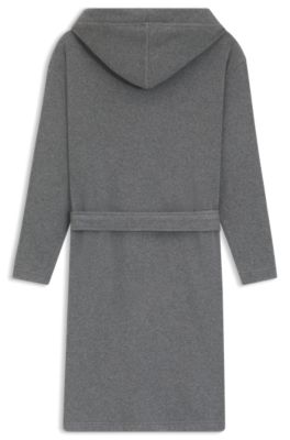 Hooded bathrobe in cotton jersey with Double B monogram, Grey