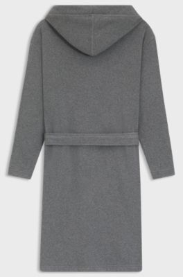 Hooded bathrobe in cotton jersey with Double B monogram, Grey