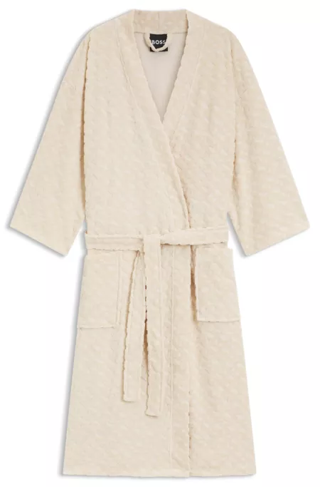 Batín de mezcla de algodón con monogramas en relieve