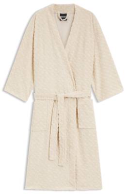 Cotton-blend dressing gown with sculpted monogram pattern 1