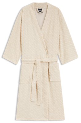 Cotton-blend dressing gown with sculpted monogram pattern