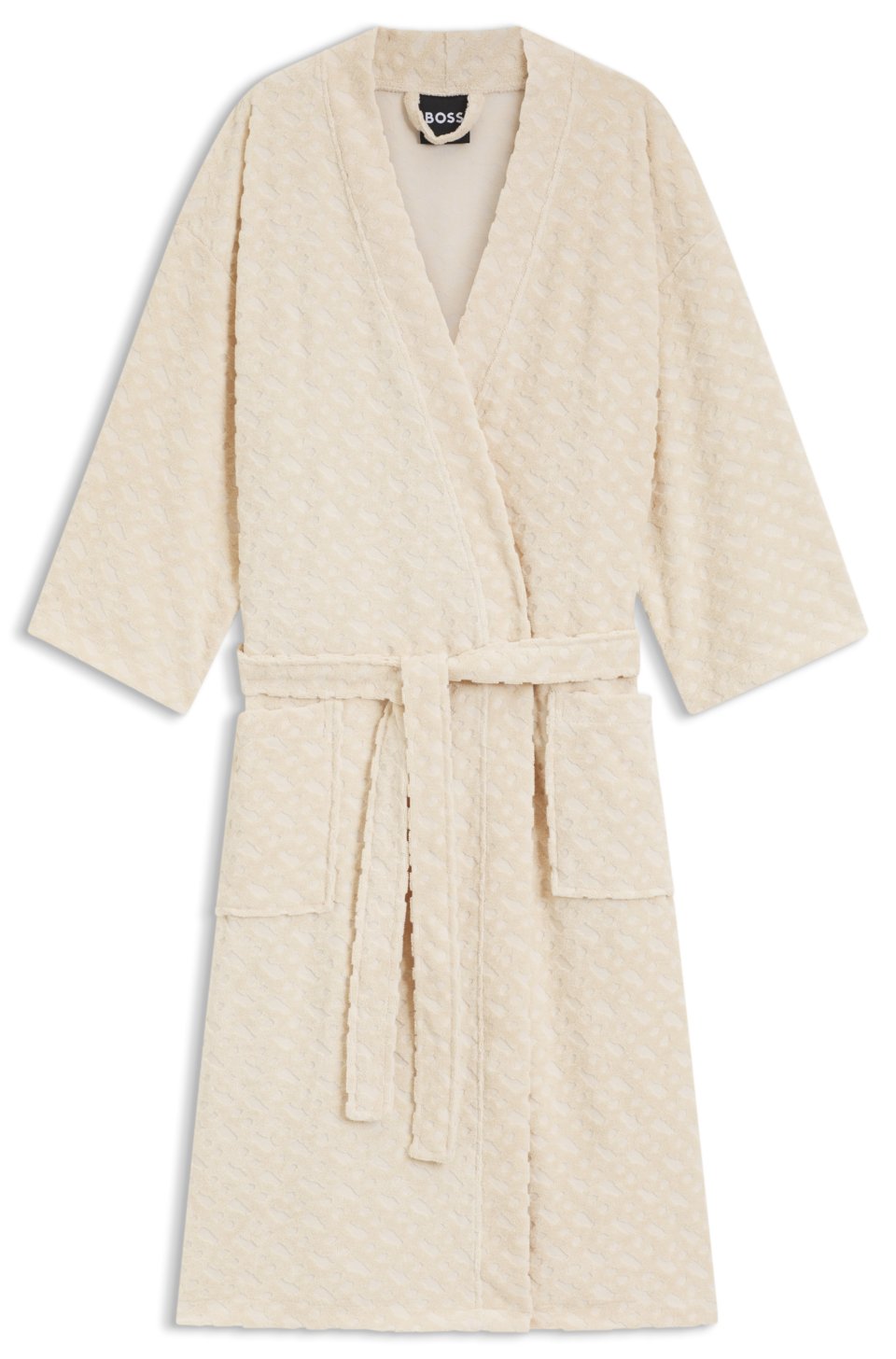 Cotton-blend dressing gown with sculpted monogram pattern