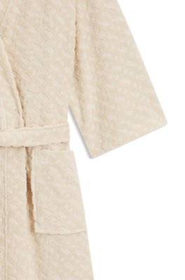 Boss Cotton-blend dressing gown with sculpted monogram pattern morgonrockar dam – bild 2