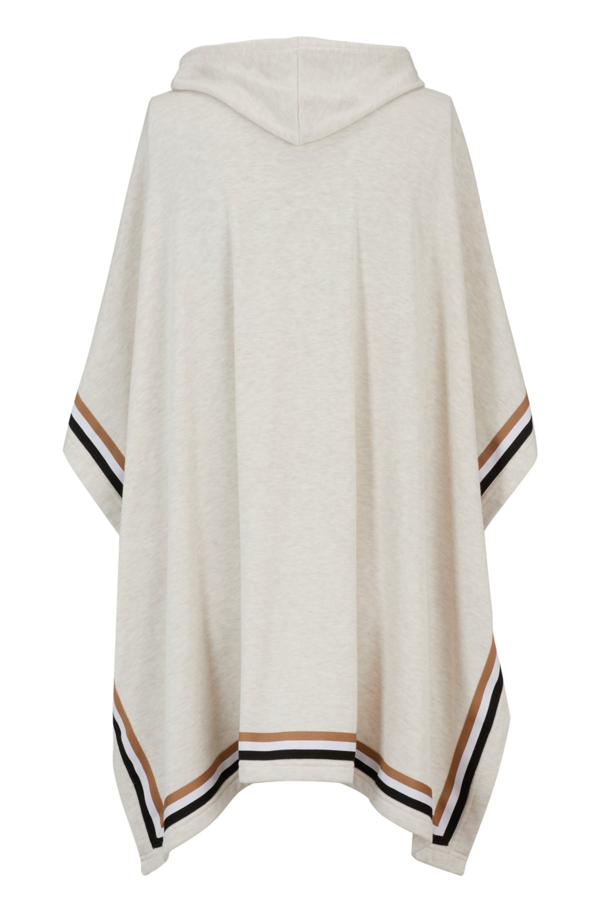 Hooded beach poncho with logo and signature stripes, Light Beige