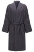 Pure cotton satin kimono with terry lining, Anthracite