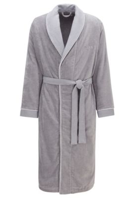 BOSS - Cotton bathrobe with shawl collar