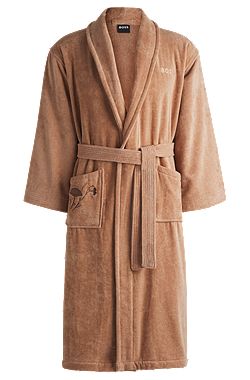 Cotton dressing gown with embroidered florals