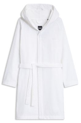 Logo-lapel dressing gown in long-fibre cotton
