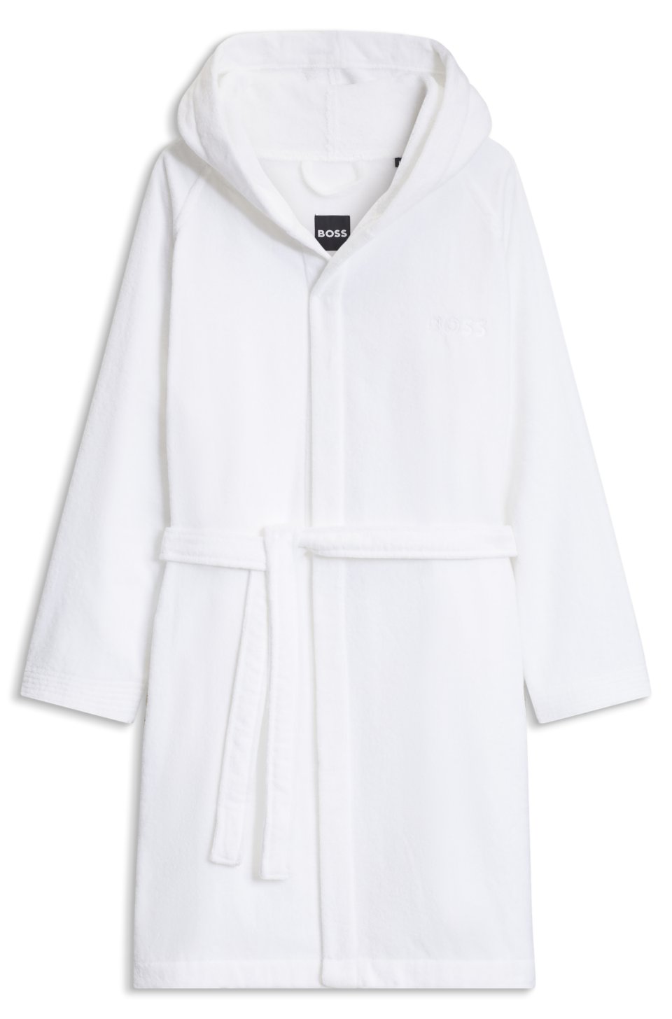 Logo-lapel dressing gown in long-fibre cotton