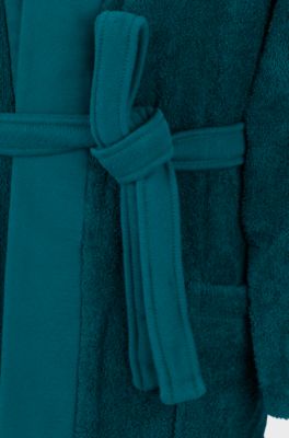 Logo-lapel dressing gown in long-fibre cotton, Dark Green