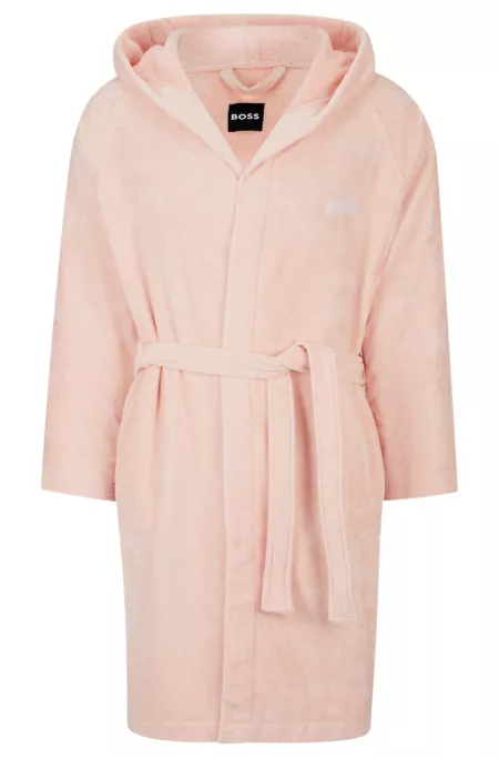 Logo-lapel dressing gown in long-fibre cotton