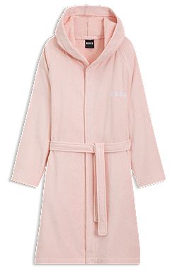 Logo-lapel dressing gown in long-fibre cotton