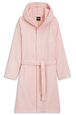 Logo-lapel dressing gown in long-fibre cotton