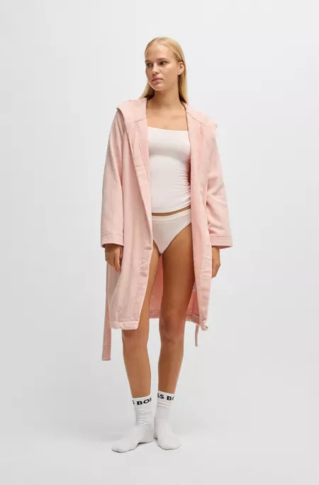 Logo-lapel dressing gown in long-fibre cotton