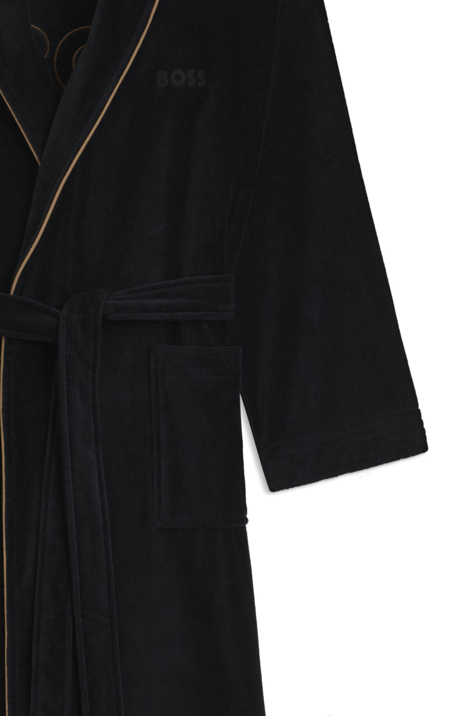 Boss Cotton dressing gown with piping and embroidered branding morgonrockar herr – bild 2