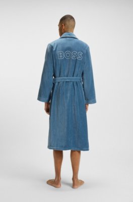 Boss Cotton dressing gown with piping and embroidered branding morgonrockar herr – bild 3