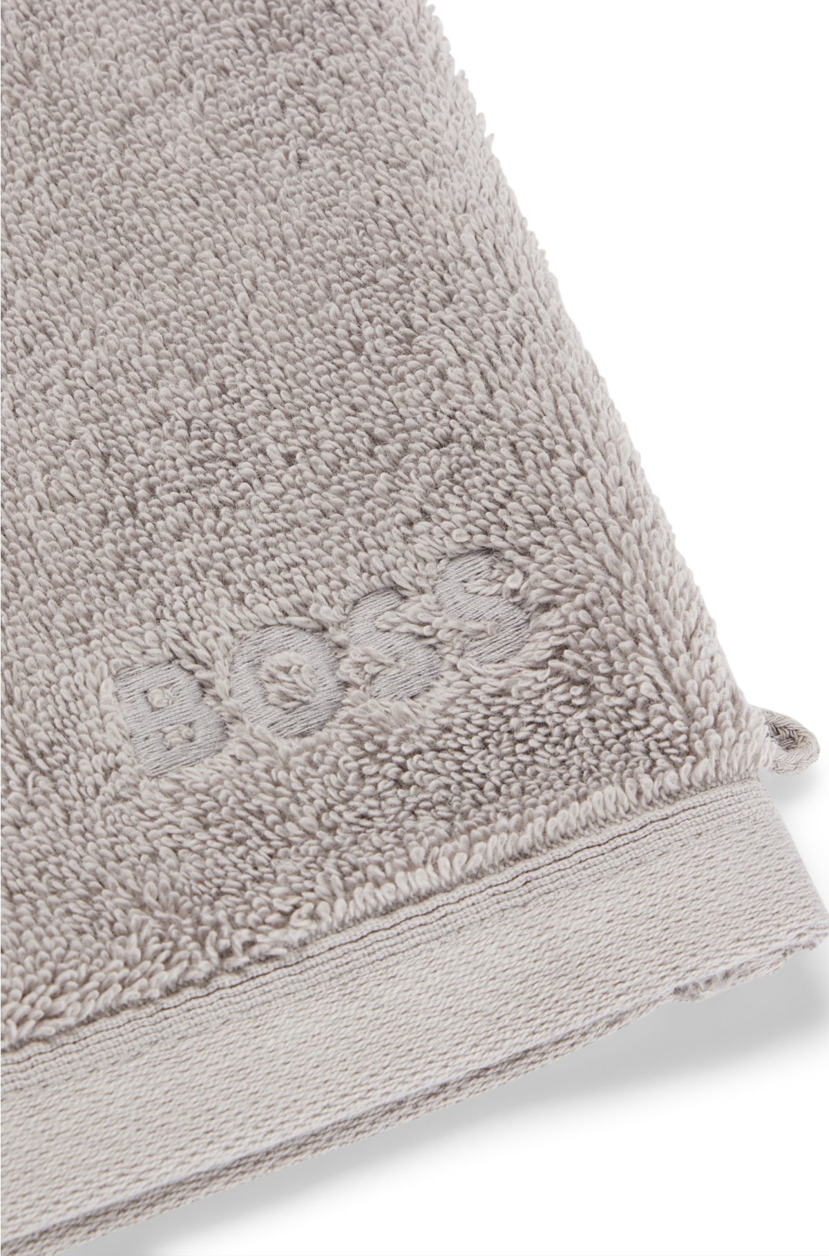 Silver Aegean-cotton washing mitt with tonal logo, Silver