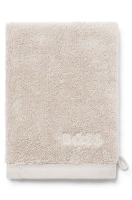 Gant de toilette en coton de la mer &Eacute;g&eacute;e avec logo brod&eacute;, Beige clair