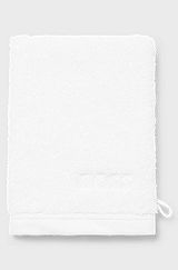 Logo-embroidered wash mitt in Aegean cotton, White