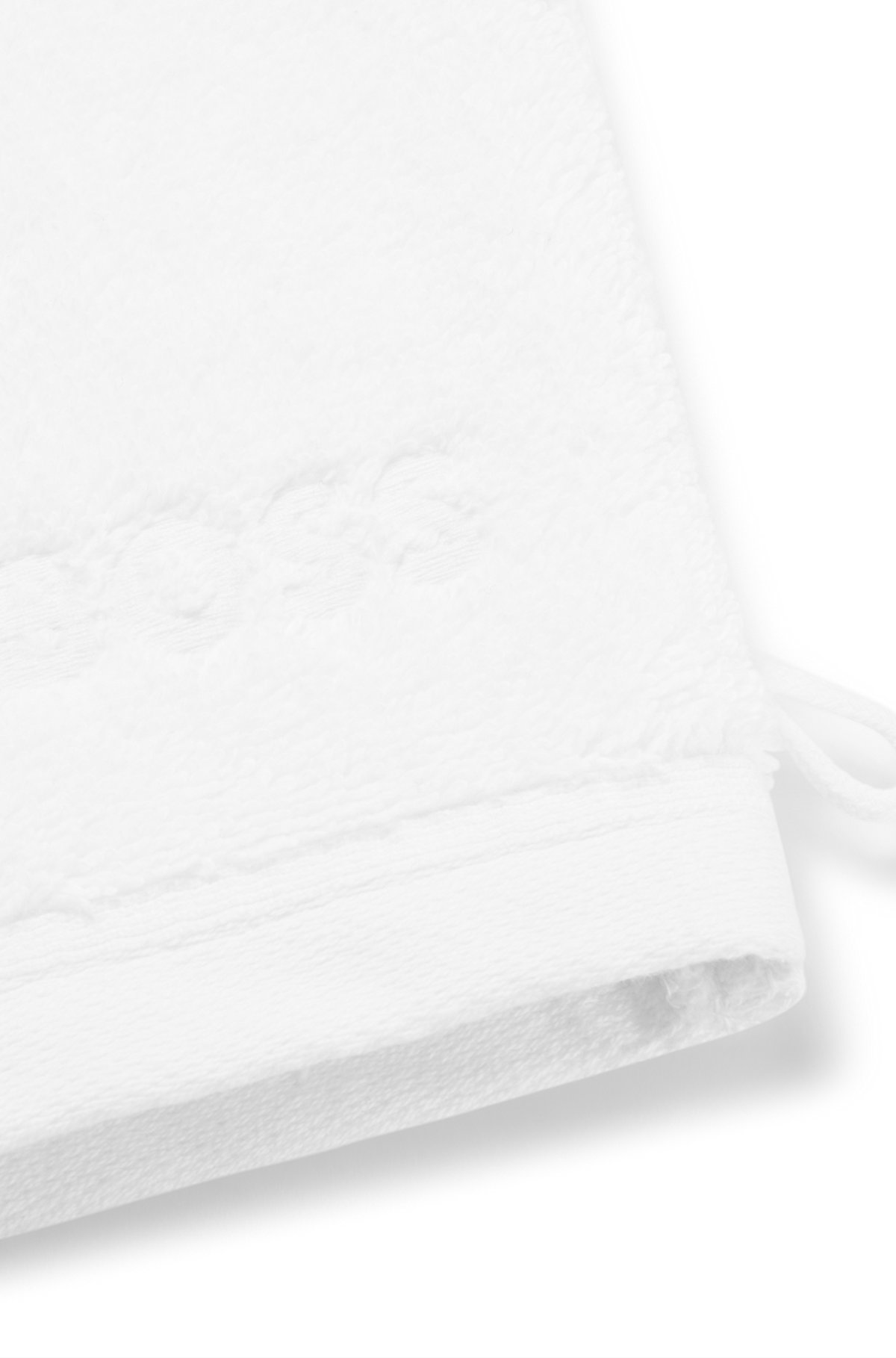 Logo-embroidered wash mitt in Aegean cotton, White