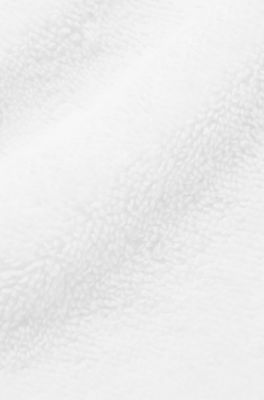 White cotton wash mitt with embroidered logo, White