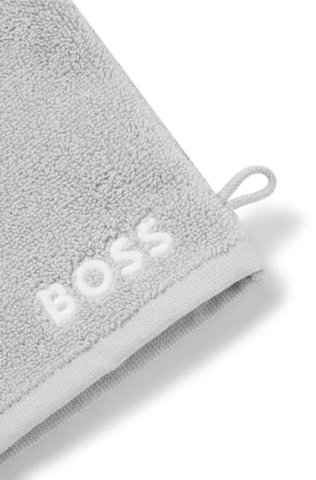 Gant de toilette en coton avec logo brodé en contraste