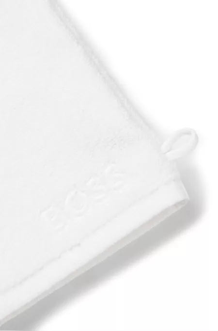 Gant de toilette en coton avec logo brodé en contraste